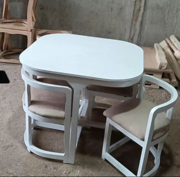 میز و صندلی نهار خوری کم جا با چوب روسی مدل اسپرت با قطر چوب ۱۰۰
