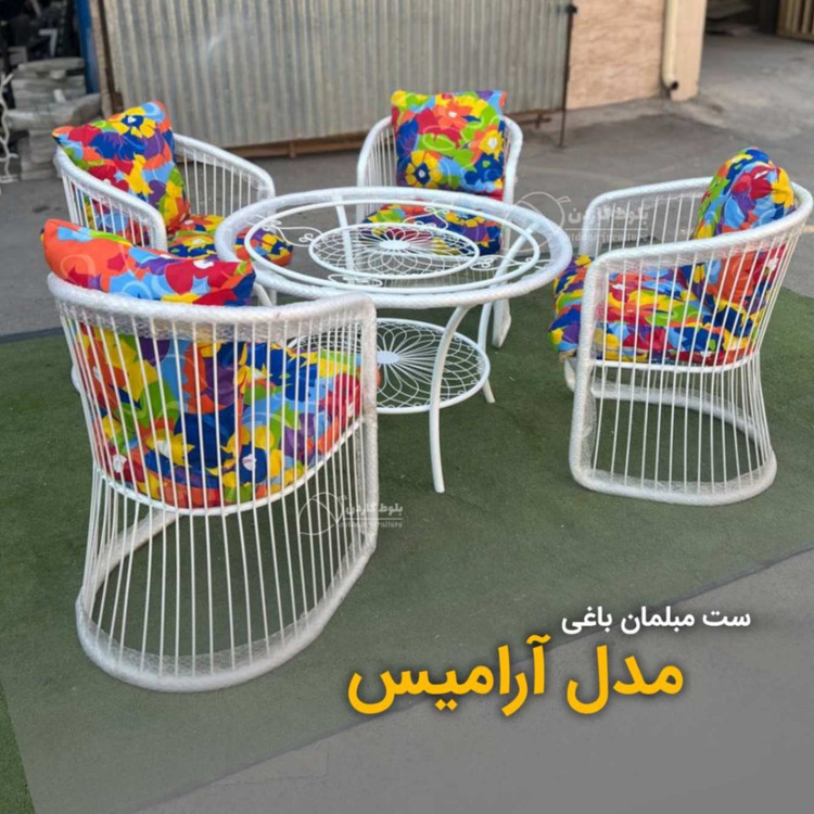 میز و صندلی باغی۶نفره مدل ارامیس با رنگ کوره ای بدون زنگ زدگی