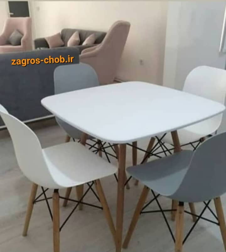میز و صندلی نهار خوری ست ۴ نفره مدل فایبر پایه چوبی با متریال مرغوب