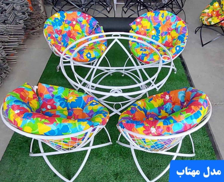 میزو صندلی باغی ست ۴نفره مدل مهتاب با رنگ کوره ای و بدون زنگ زدگی