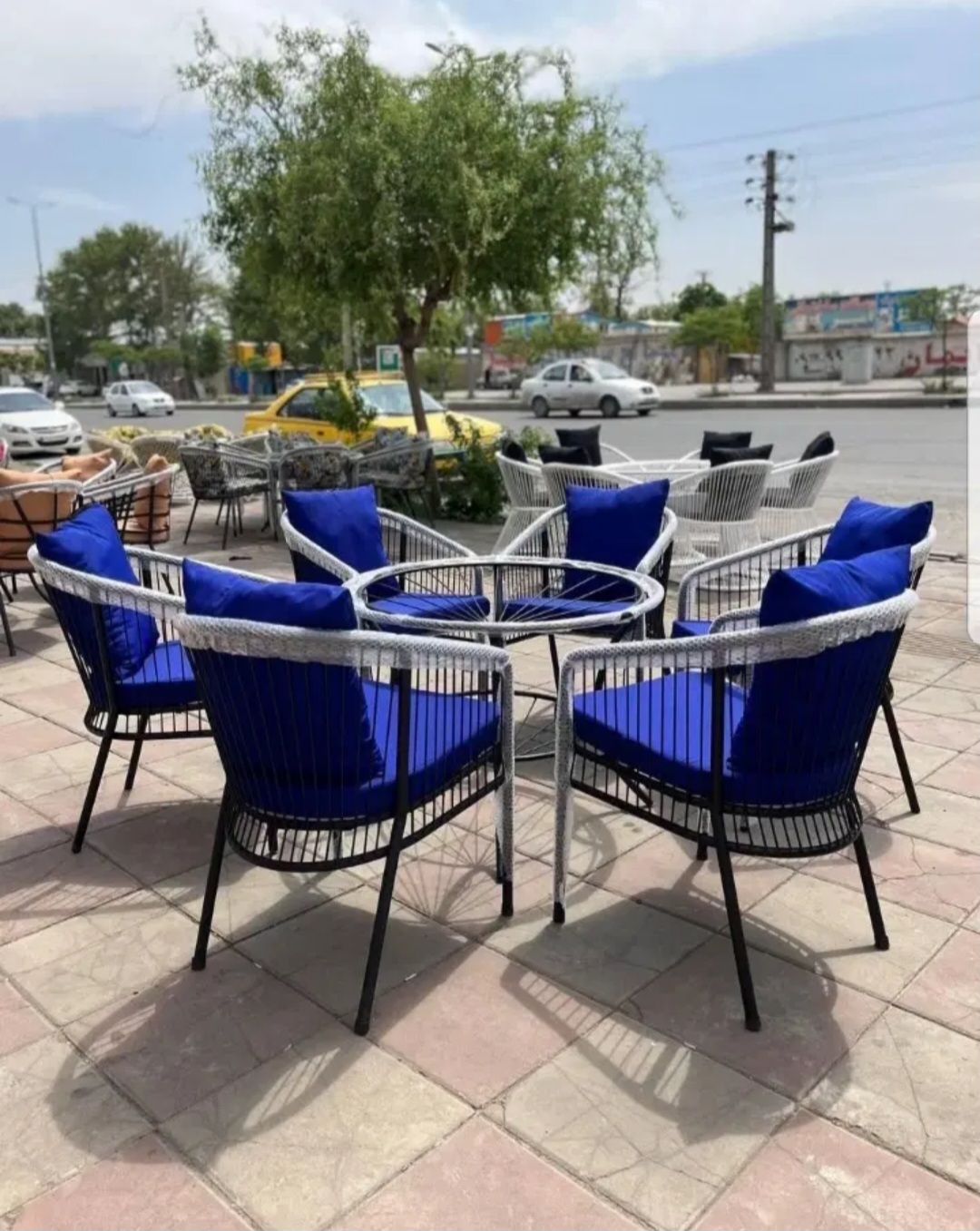 میز و صندلی باغی ست۸نفره مدل نارسیس بارنگ کوره ای بدون هیچگونه زنگزدگی