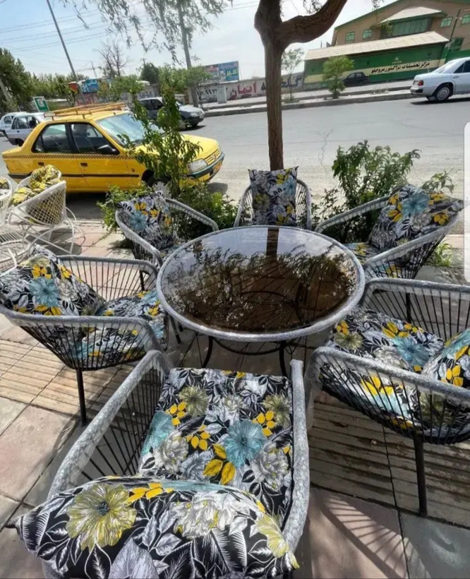 میز و صندلی باغی ست۴نفره مدل نارسیس بارنگ کوره ای و بدون هیچگونه زنگزدگی