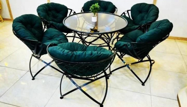 میزو صندلی باغی ست۸ نفره مدل مهتاب با رنگ کوره ای و بدون هیچگونه زنگزدگی