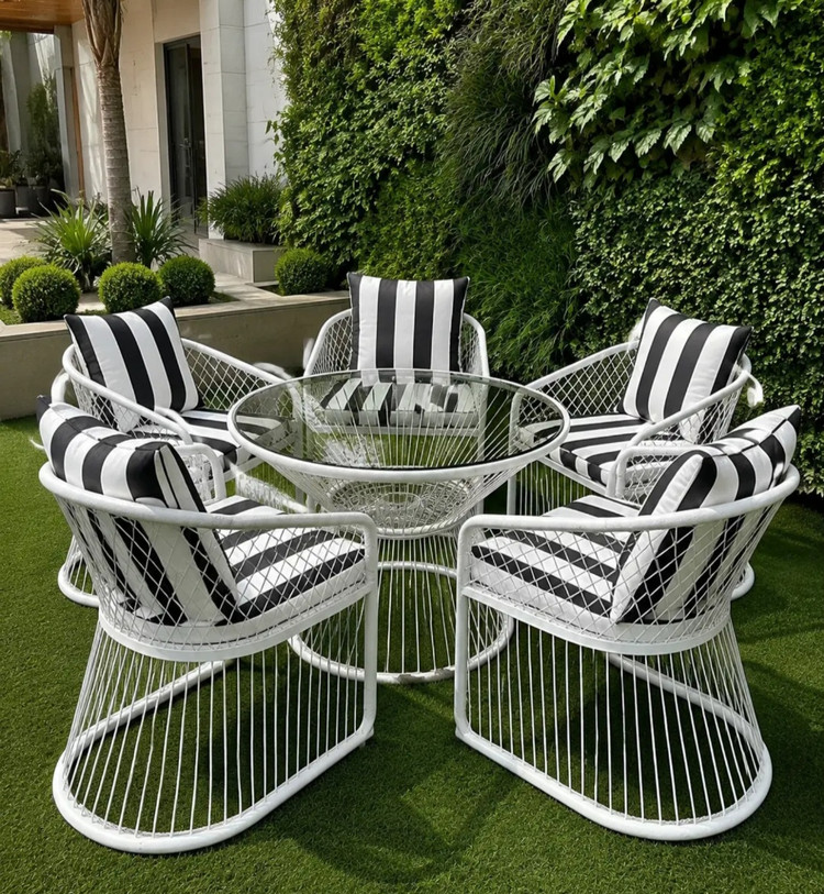 میز و صندلی باغی ست ۶نفره مدل اماتیس رنگ کوره ای بدون هیچ گونه زنگ زدگی