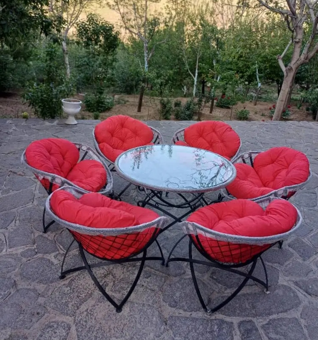 میز وصندلی باغی ست۸نفره مدل مهتاب رنگ کوره ای و بدون هیچگونه زنگزدگی