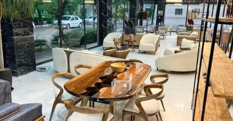 میز و صندلی نهار خوری ست ۸نفره مدل رونیز با چوب راش و پارچه نانو و قابل شستشو