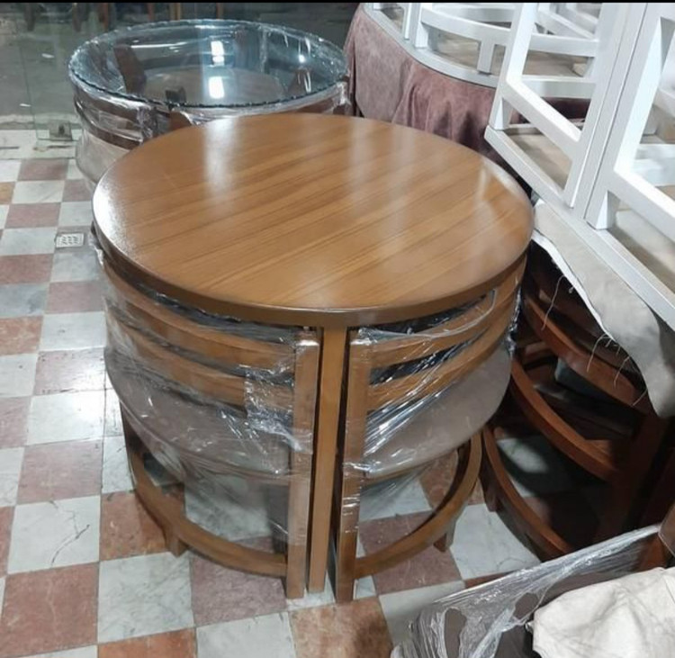 میز و صندلی نهار خوری ست۴نفره مدل کمجا گرد با متریال با کیفیت