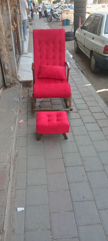 صندلی راک مدل دسته دار گهواره ای با بهترین متریال چوب و پارچه نانو و قابل شستشو