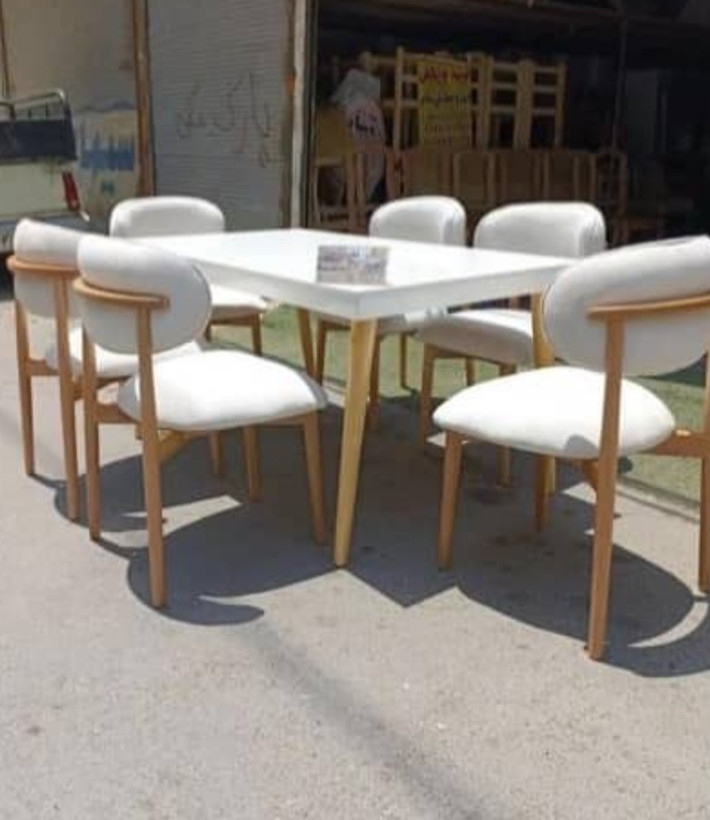 میزو صندلی نهار خوری ست۶نفره مدل نوبل با چوب باکیفیت و پارچه نانو و قابل شستشو
