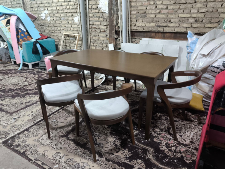 میزوصندلی نهارخوری ست۶نفره مدل رونیز جدید با چوب باکیفیت وپارچه نانو وقابل شستشو