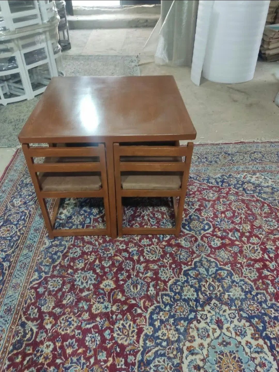 میزو صندلی نهارخوری ست۴نفره مدل کمجا با چوب باکیفیت و پارچه نانو وقابل شستشو